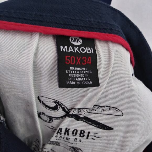 Makobi Prado Biker Jeans with Rip & Repair - Navy M 1786 Size 50X27 - Picture 7 of 9